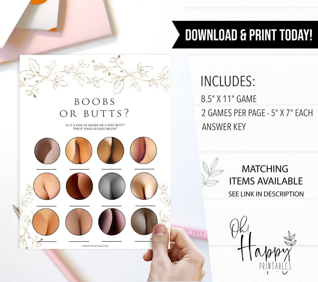 boobs or butts baby game, Printable baby shower games, gold leaf baby games, baby shower games, fun baby shower ideas, top baby shower ideas, gold leaf baby shower, baby shower games, fun gold leaf baby shower ideas
