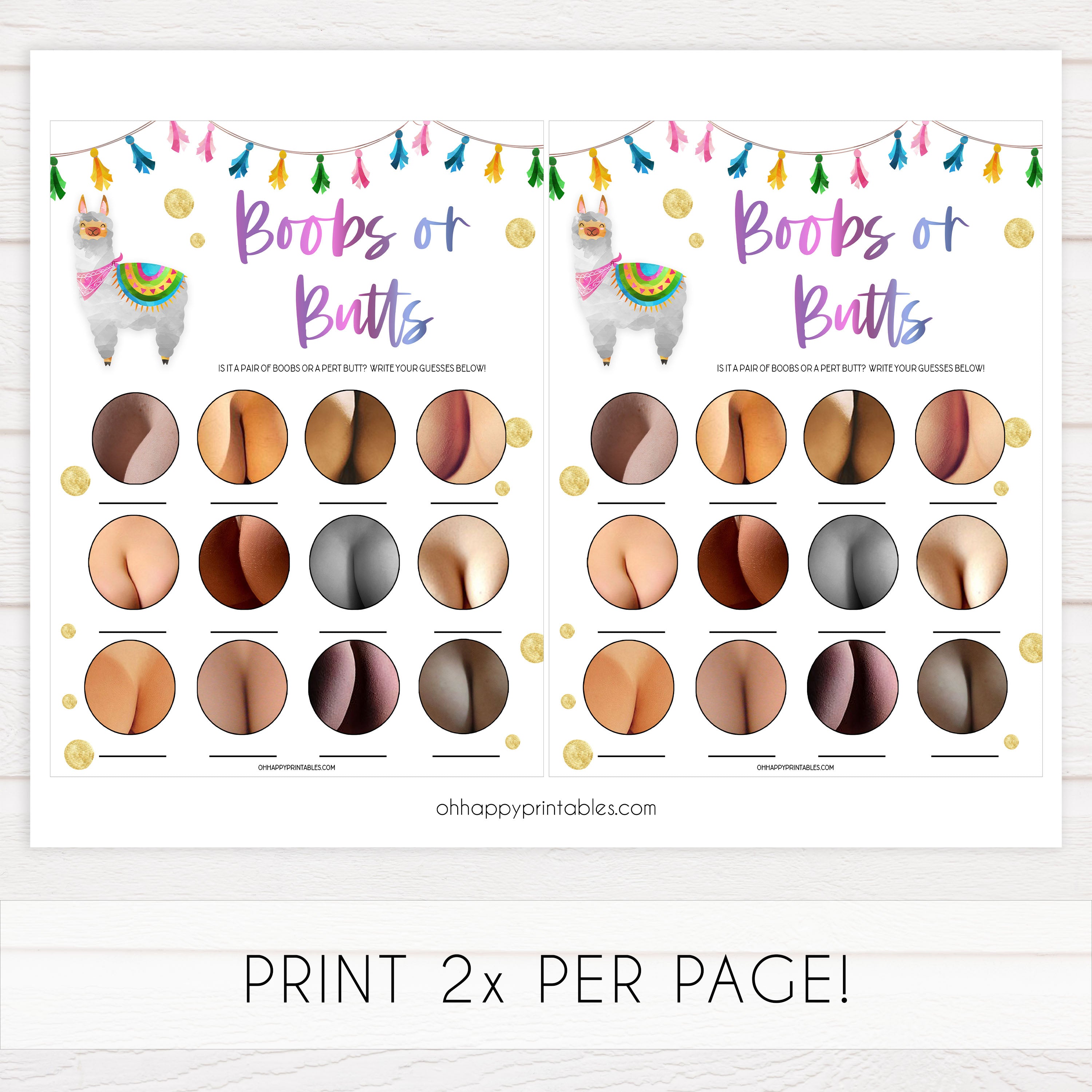 boobs or butts game, Printable baby shower games, llama fiesta fun baby games, baby shower games, fun baby shower ideas, top baby shower ideas, Llama fiesta shower baby shower, fiesta baby shower ideas
