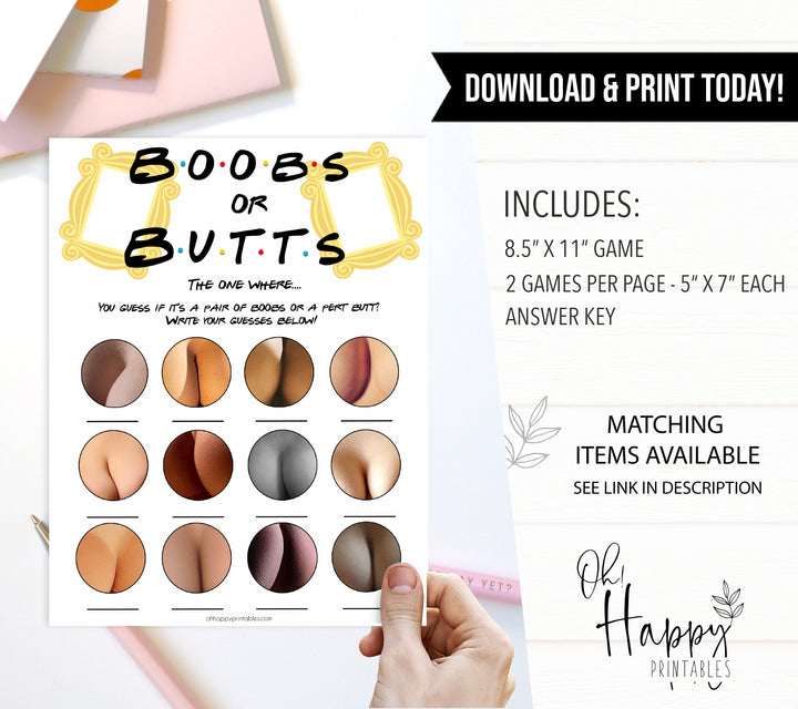 boobs or butts baby game, Printable baby shower games, friends fun baby games, baby shower games, fun baby shower ideas, top baby shower ideas, friends baby shower, friends baby shower ideas