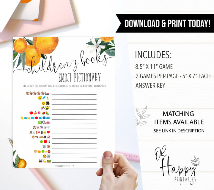 childrens books emoji pictionary game, Printable baby shower games, little cutie baby games, baby shower games, fun baby shower ideas, top baby shower ideas, little cutie baby shower, baby shower games, fun little cutie baby shower ideas, citrus baby shower games, citrus baby shower, orange baby shower