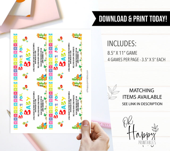 bring a book, books for baby, Printable baby shower games, Mexican fiesta fun baby games, baby shower games, fun baby shower ideas, top baby shower ideas, fiesta shower baby shower, fiesta baby shower ideas