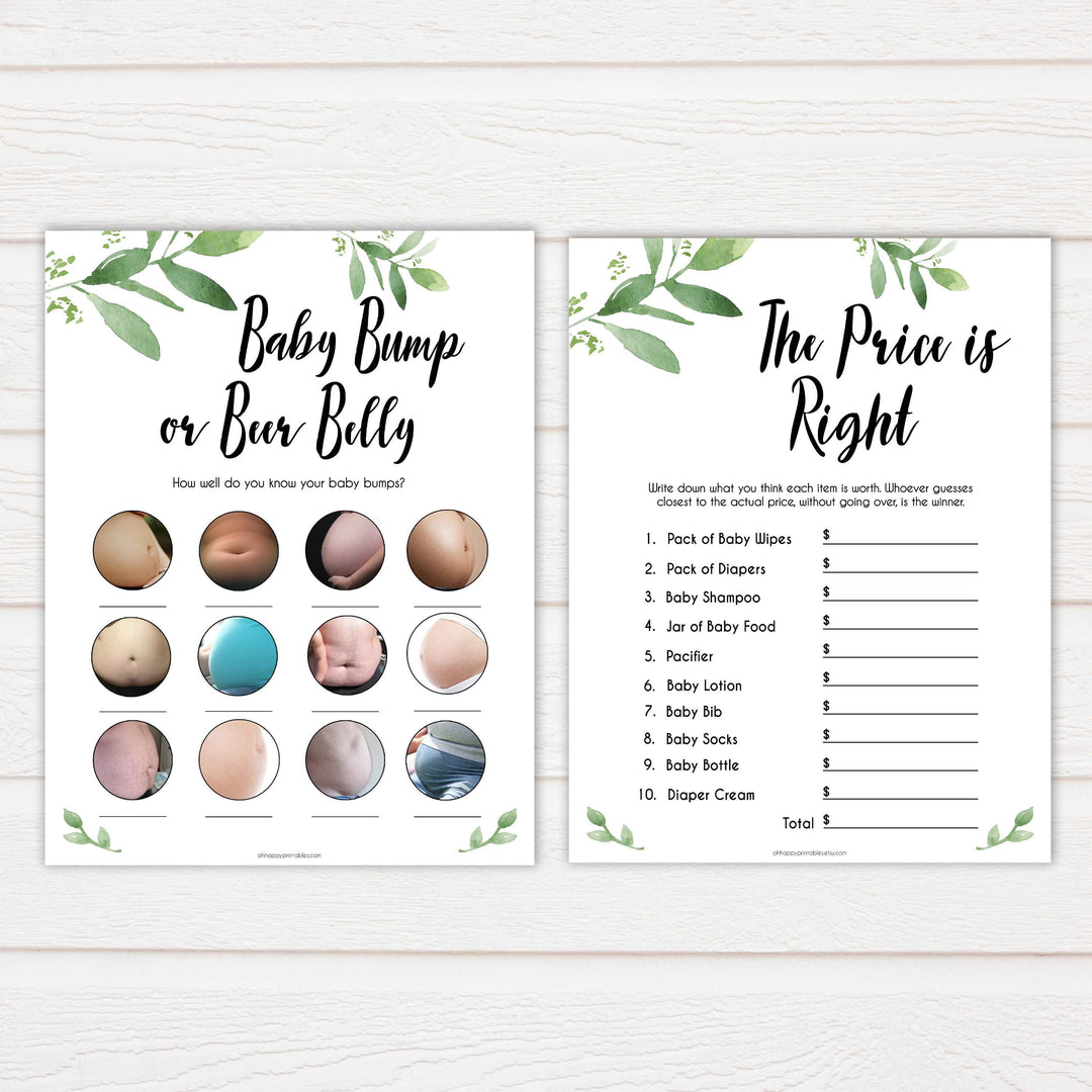 botanical baby shower games, baby shower games bundle, baby games, baby shower ideas, Printable baby games