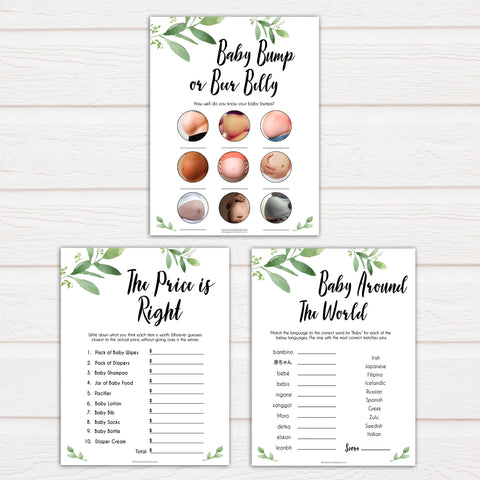 7 botanical printable baby shower games, printable baby shower games, fun baby shower games, popular baby games