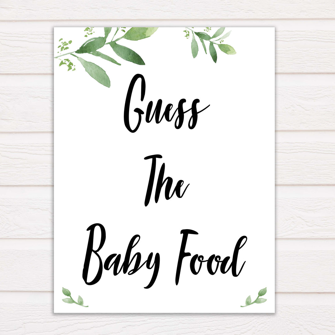 Botanical Baby Shower Guess The Baby Food, Eucalyptus Baby Shower Guess The Baby Food, Botanical Baby Shower Games, Guess The Baby Food, amazing baby shower games, best baby shower games