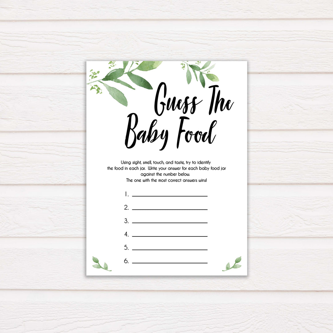 Botanical Baby Shower Guess The Baby Food, Eucalyptus Baby Shower Guess The Baby Food, Botanical Baby Shower Games, Guess The Baby Food, amazing baby shower games, best baby shower games