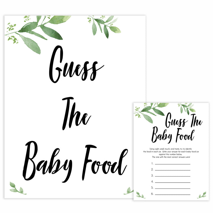 Botanical Baby Shower Guess The Baby Food, Eucalyptus Baby Shower Guess The Baby Food, Botanical Baby Shower Games, Guess The Baby Food, amazing baby shower games, best baby shower games