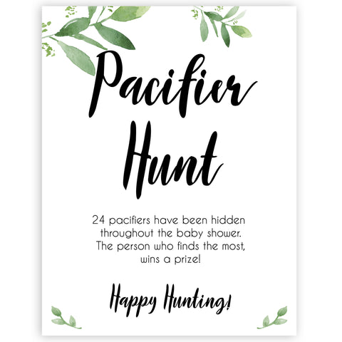 pacifier hunt game, Printable baby shower games, botanical baby shower games, floral baby shower ideas, fun baby shower ideas