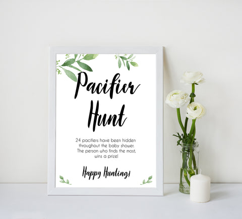 pacifier hunt game, Printable baby shower games, botanical baby shower games, floral baby shower ideas, fun baby shower ideas