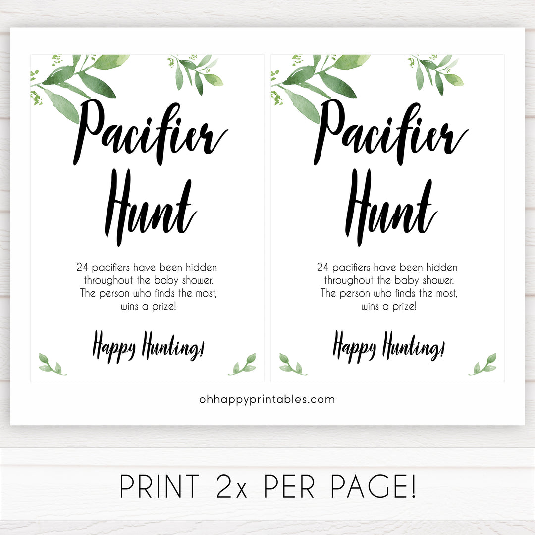 pacifier hunt game, Printable baby shower games, botanical baby shower games, floral baby shower ideas, fun baby shower ideas