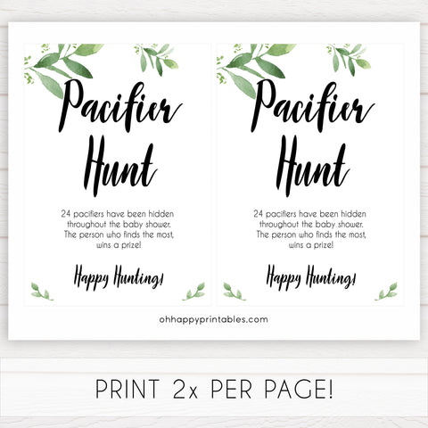 pacifier hunt game, Printable baby shower games, botanical baby shower games, floral baby shower ideas, fun baby shower ideas
