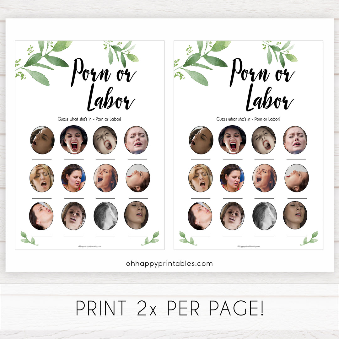 Botanical Porn or Labour Game, Labor or Porn Baby Shower Game, Porn or Labor, Labour or Lovin Baby Shower Game, Baby, Porn or Labor Game, sex face baby games, funny baby shower games 