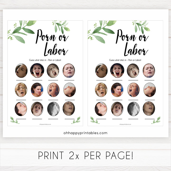 Botanical Porn or Labour Game, Labor or Porn Baby Shower Game, Porn or Labor, Labour or Lovin Baby Shower Game, Baby, Porn or Labor Game, sex face baby games, funny baby shower games 