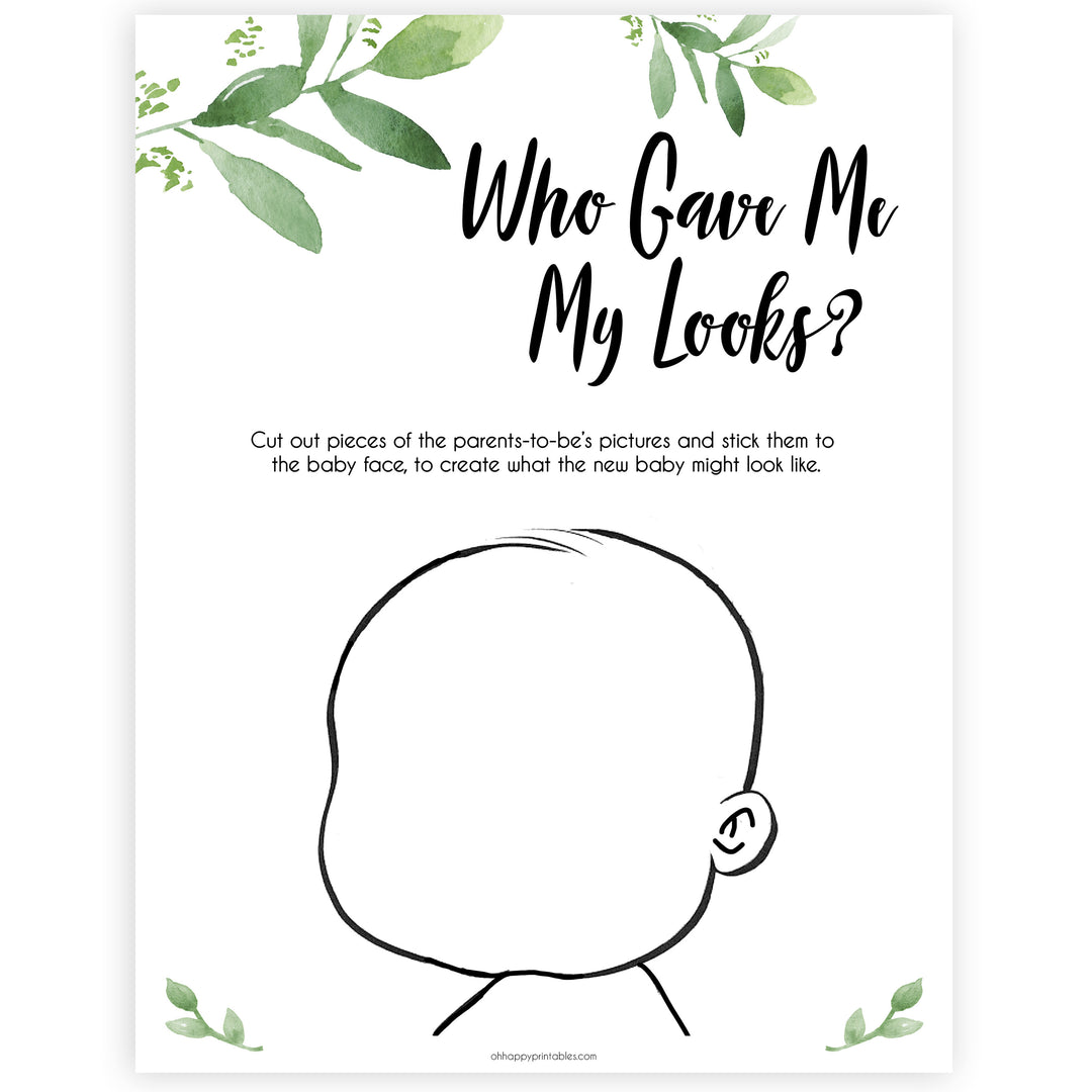 botanical who gave me my looks, printable baby shower games, fun baby shower games, popular baby shower games