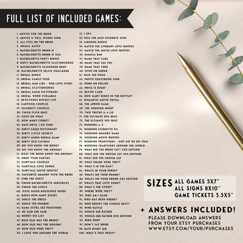 100 editable bridal shower games, rose gold foil bridal shower collection. Largest collection of bridal shower and bachelorette games online