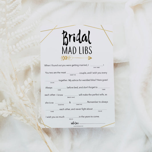 bridal mad libs game, printable bridal shower games, bride tribe theme, fun bridal shower games