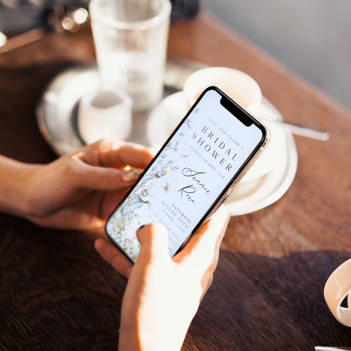 editable summer garden bridal shower mobile invitation, printable floral hen party invitation, summer garden bridal theme