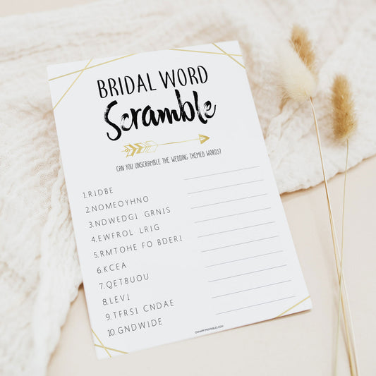 bridal word scramble game, printable bridal shower games, bride tribe bridal game, fun bridal shower games