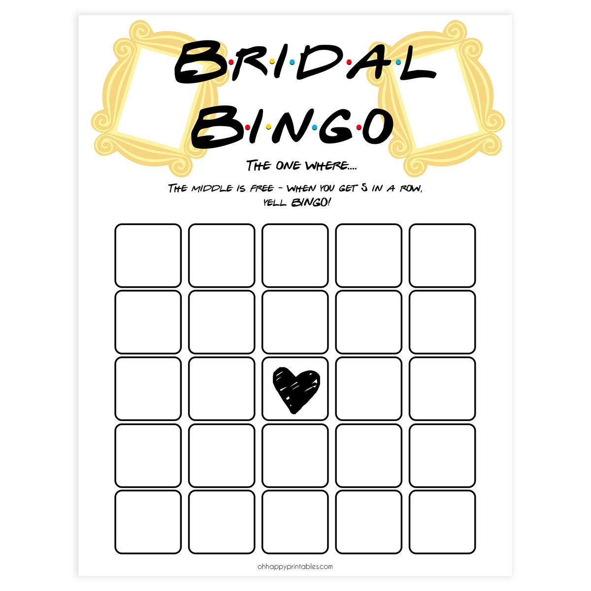 Bridal Bingo Game | Friends Printable Bridal Shower Games – OhHappyPrintables bridal-bingo-game-friends-printable-bridal-shower-games-ohhappyprintables
