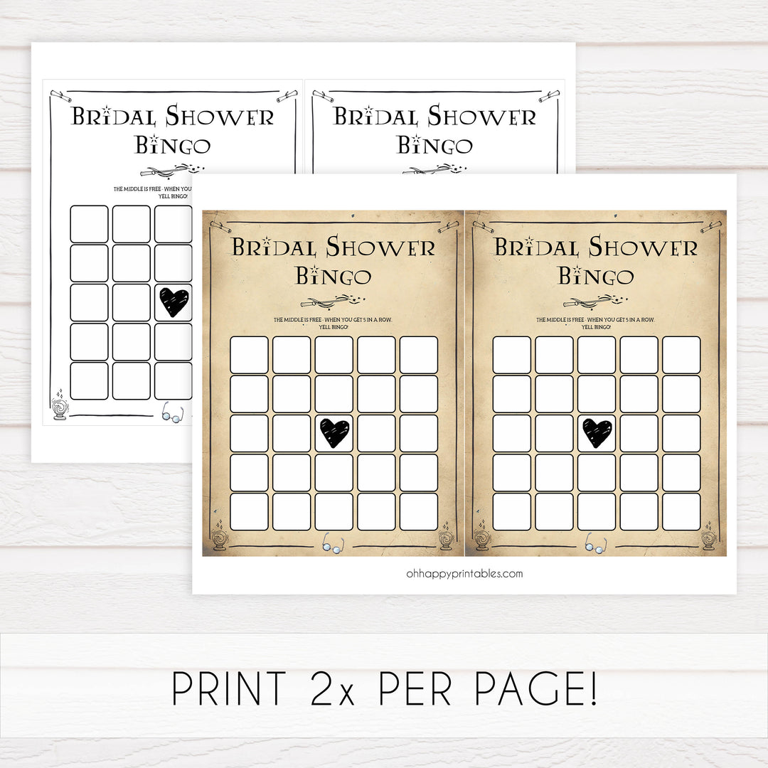 bridal bingo game, Printable bridal shower games, Harry potter bridal shower, Harry Potter bridal shower games, fun bridal shower games, bridal shower game ideas, Harry Potter bridal shower