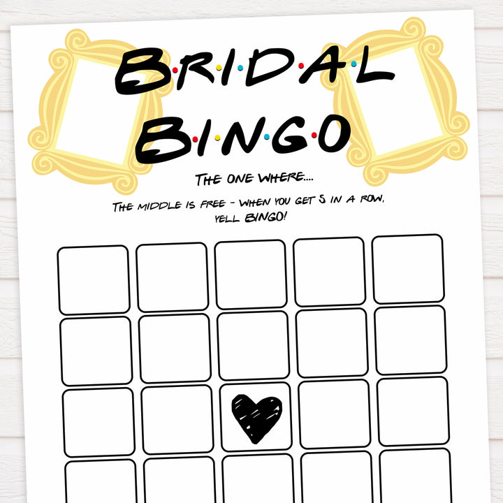 bridal bingo game, Printable bridal shower games, friends bridal shower, friends bridal shower games, fun bridal shower games, bridal shower game ideas, friends bridal shower