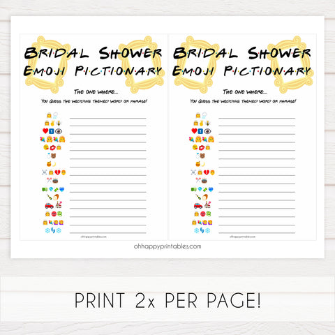 bridal emoji pictionary game, Printable bridal shower games, friends bridal shower, friends bridal shower games, fun bridal shower games, bridal shower game ideas, friends bridal shower