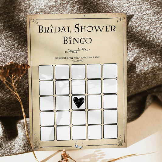 bridal bingo game, Printable bridal shower games, Harry potter bridal shower, Harry Potter bridal shower games, fun bridal shower games, bridal shower game ideas, Harry Potter bridal shower