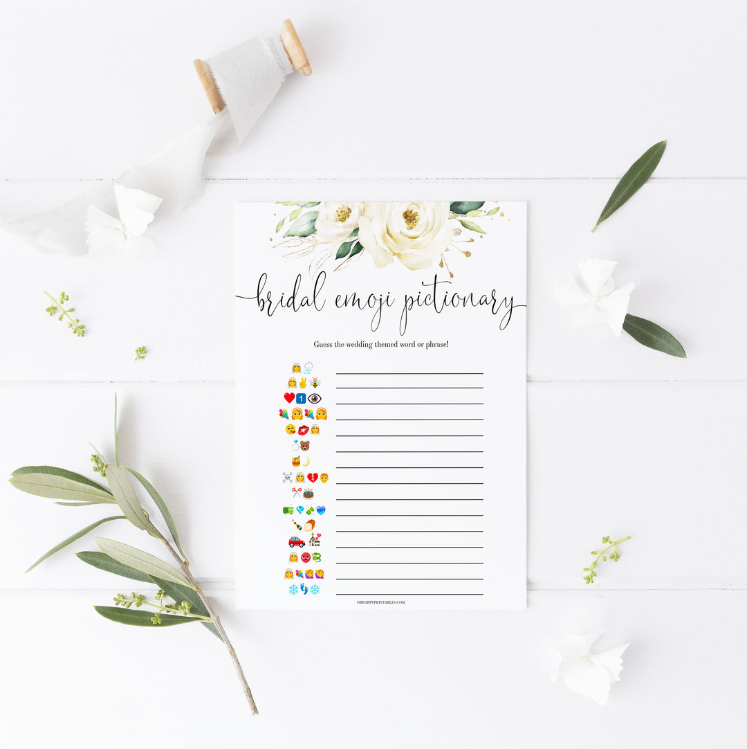 bridal shower emoji pictionary game, Printable bridal shower games, floral bridal shower, floral bridal shower games, fun bridal shower games, bridal shower game ideas, floral bridal shower