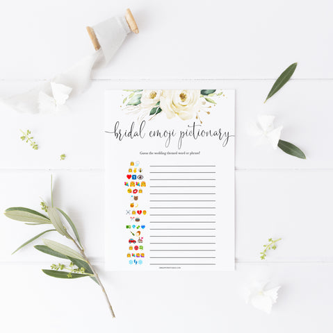 bridal shower emoji pictionary game, Printable bridal shower games, floral bridal shower, floral bridal shower games, fun bridal shower games, bridal shower game ideas, floral bridal shower