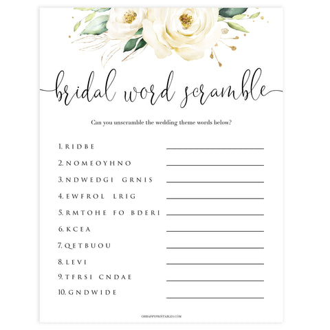 bridal shower scramble, Printable bridal shower games, floral bridal shower, floral bridal shower games, fun bridal shower games, bridal shower game ideas, floral bridal shower