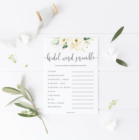 bridal shower scramble, Printable bridal shower games, floral bridal shower, floral bridal shower games, fun bridal shower games, bridal shower game ideas, floral bridal shower