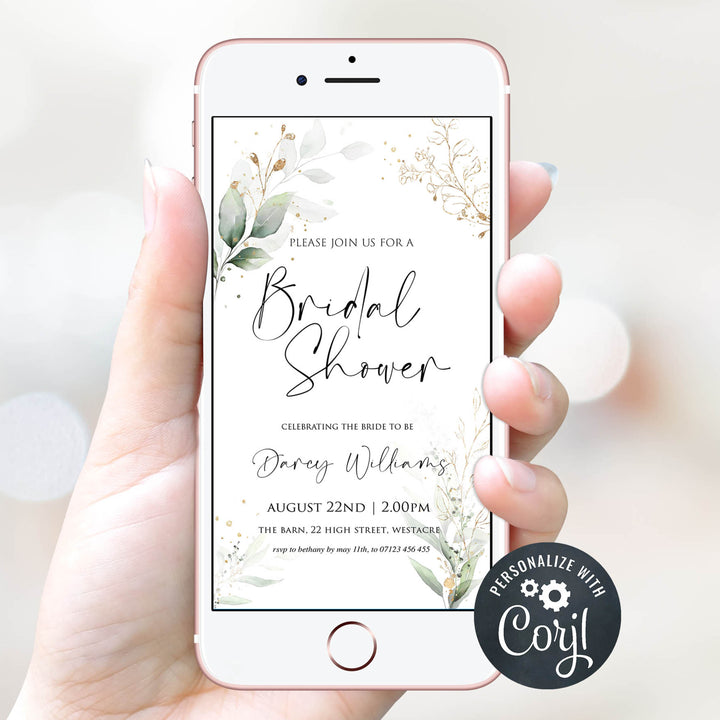 editable bridal shower invitations, printable bridal shower invites, floral bachelorette invites, hen party invitations, gold floral bridal invitations