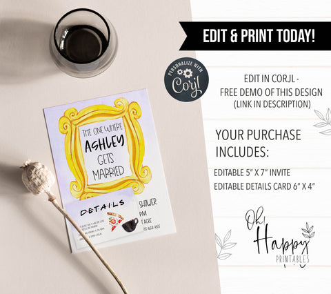 the one where bridal shower invitations, editable bridal shower friends invitations, printable bridal shower invitations
