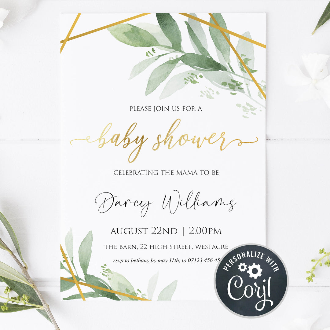 editable baby shower invite, baby invites, gold geometric baby shower invitations, editable baby shower invites, mobile baby shower invites, gold baby shower theme