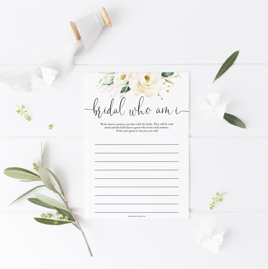 who am I guessing game, Printable bridal shower games, floral bridal shower, floral bridal shower games, fun bridal shower games, bridal shower game ideas, floral bridal shower