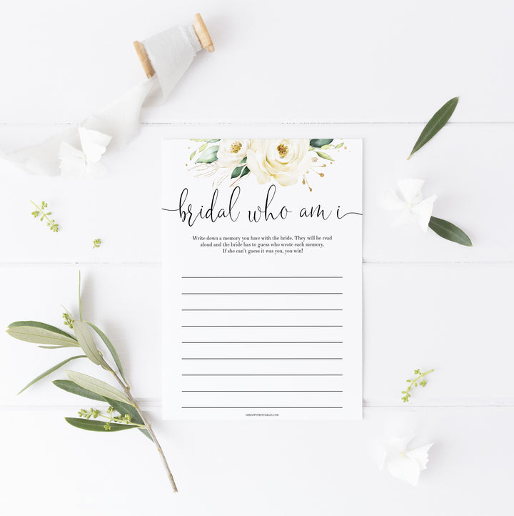 who am I guessing game, Printable bridal shower games, floral bridal shower, floral bridal shower games, fun bridal shower games, bridal shower game ideas, floral bridal shower