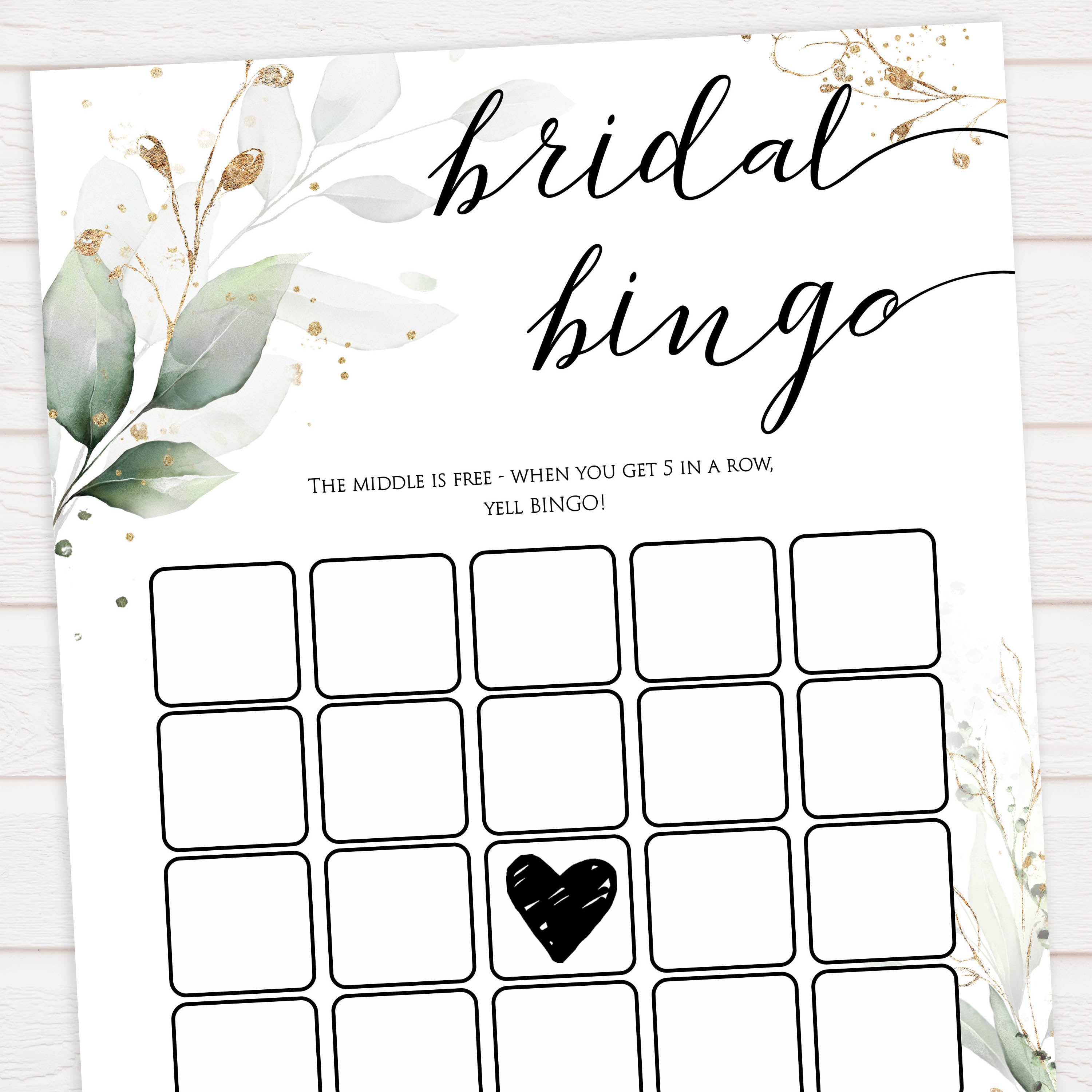 bridal bingo game, Printable bridal shower games, greenery bridal shower, gold leaf bridal shower games, fun bridal shower games, bridal shower game ideas, greenery bridal shower