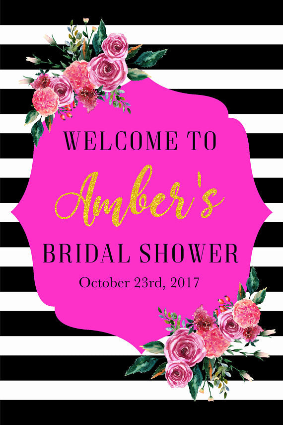 Welcome Sign Black & White Floral Backdrop Printable