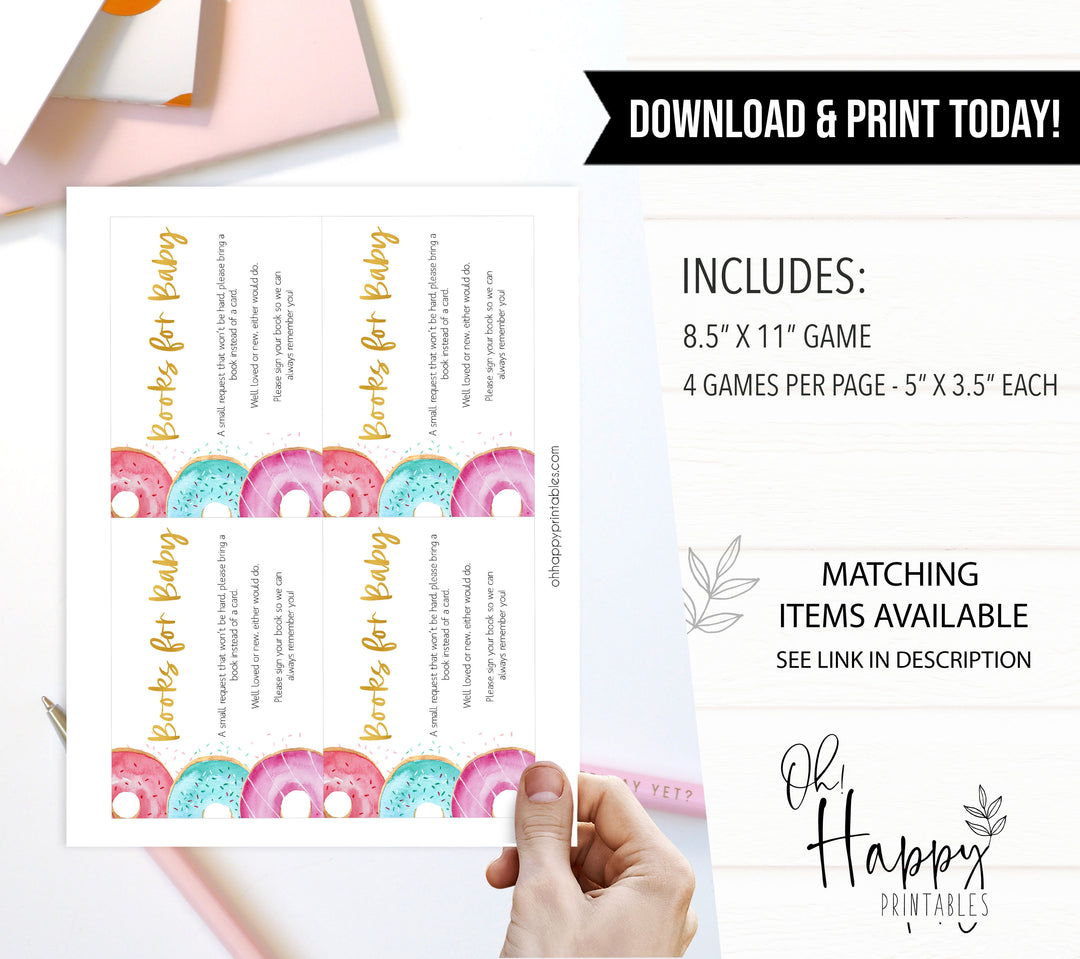 books for baby, bring a book card, Printable baby shower games, donut baby games, baby shower games, fun baby shower ideas, top baby shower ideas, donut sprinkles baby shower, baby shower games, fun donut baby shower ideas