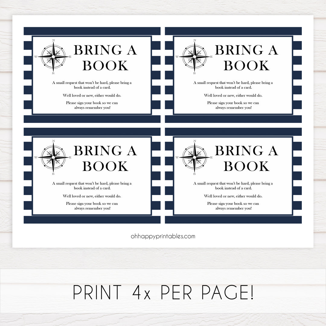 bring a book insert, books for baby insert, Printable baby shower games, nautical baby shower games, nautical baby games, fun baby shower games, top baby shower ideas