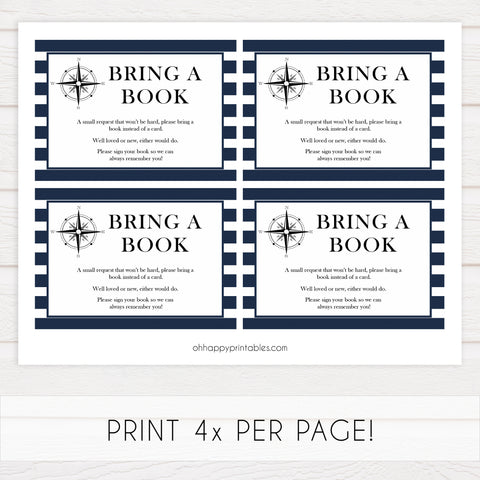 bring a book insert, books for baby insert, Printable baby shower games, nautical baby shower games, nautical baby games, fun baby shower games, top baby shower ideas