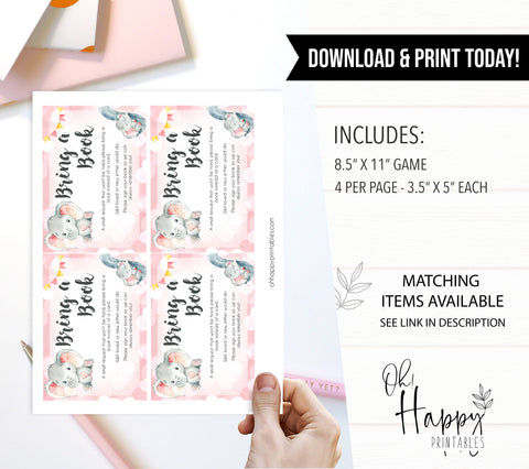bring a book, books for baby insert, Printable baby shower games, fun abby games, baby shower games, fun baby shower ideas, top baby shower ideas, pink elephant baby shower, pink baby shower ideas
