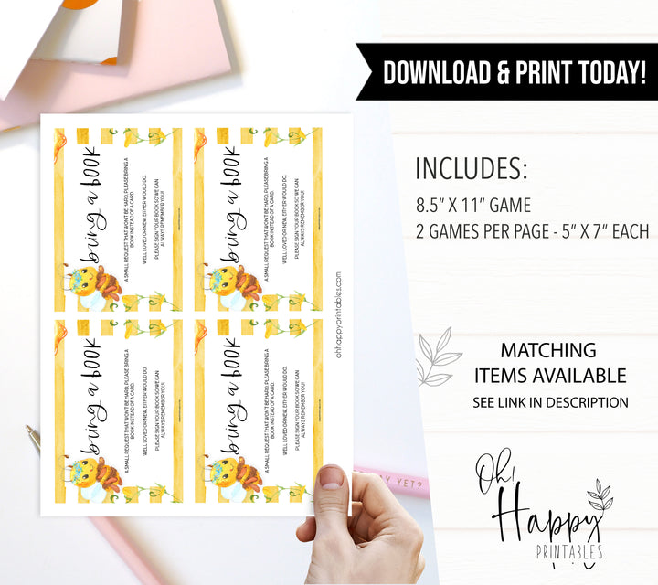bring a book, books for baby insert, Printable baby shower games, mommy bee fun baby games, baby shower games, fun baby shower ideas, top baby shower ideas, mommy to bee baby shower, friends baby shower ideas