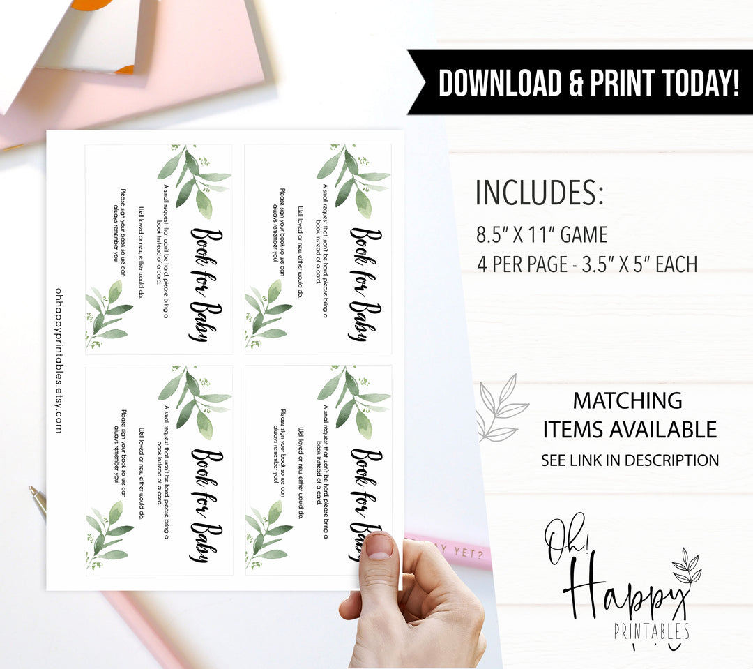 Books for baby insert, Printable baby shower games, botanical baby shower games, floral baby shower ideas, fun baby shower ideas