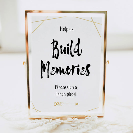 Build Memories Jenga Sign - Bride Tribe