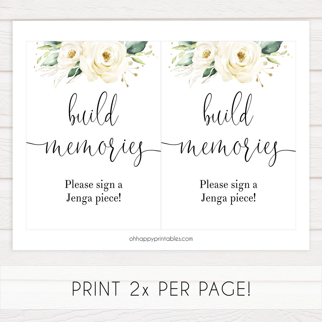 build memories printable sign, Printable bridal shower signs, floral bridal shower decor, floral bridal shower decor ideas, fun bridal shower decor, bridal shower game ideas, floral bridal shower ideas