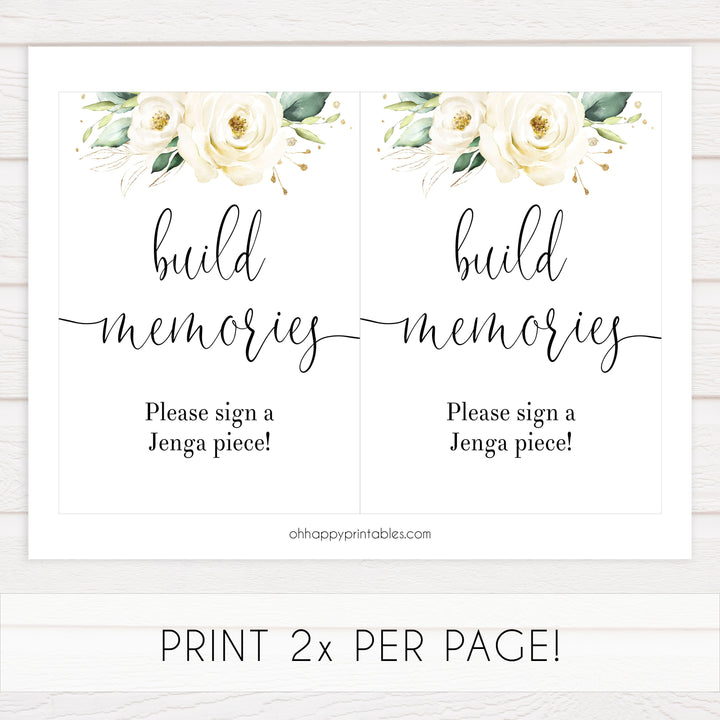 build memories printable sign, Printable bridal shower signs, floral bridal shower decor, floral bridal shower decor ideas, fun bridal shower decor, bridal shower game ideas, floral bridal shower ideas