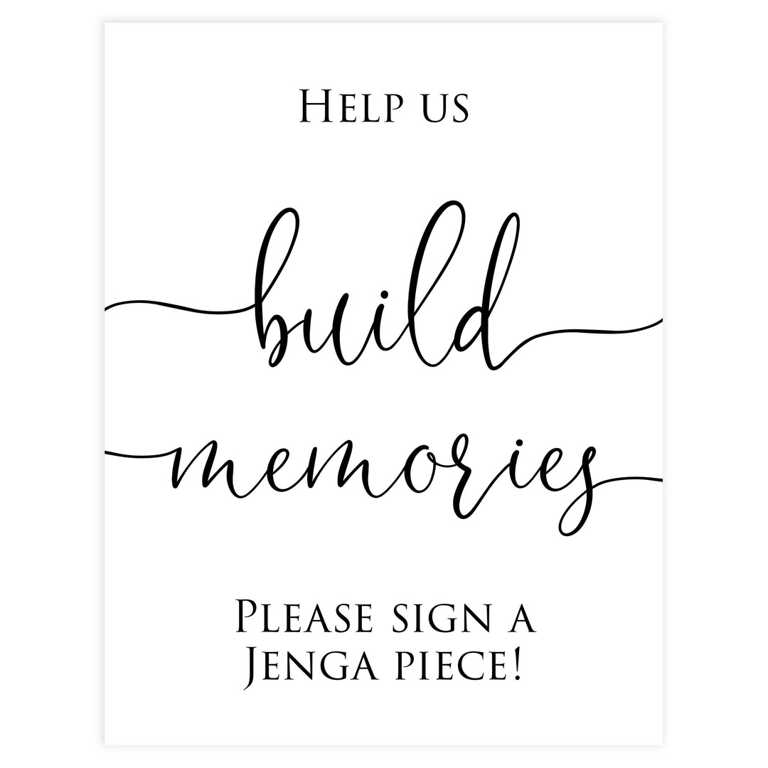 Minimalist bridal shower signs, build memories sign, printable bridal signs, printable bridal decor, minimalist bridal decor, bridal decor, bridal table signs