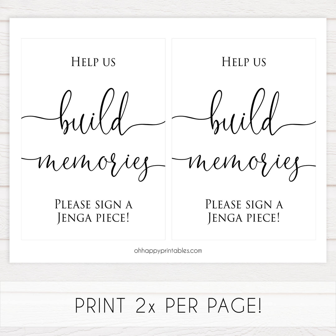 Minimalist bridal shower signs, build memories sign, printable bridal signs, printable bridal decor, minimalist bridal decor, bridal decor, bridal table signs