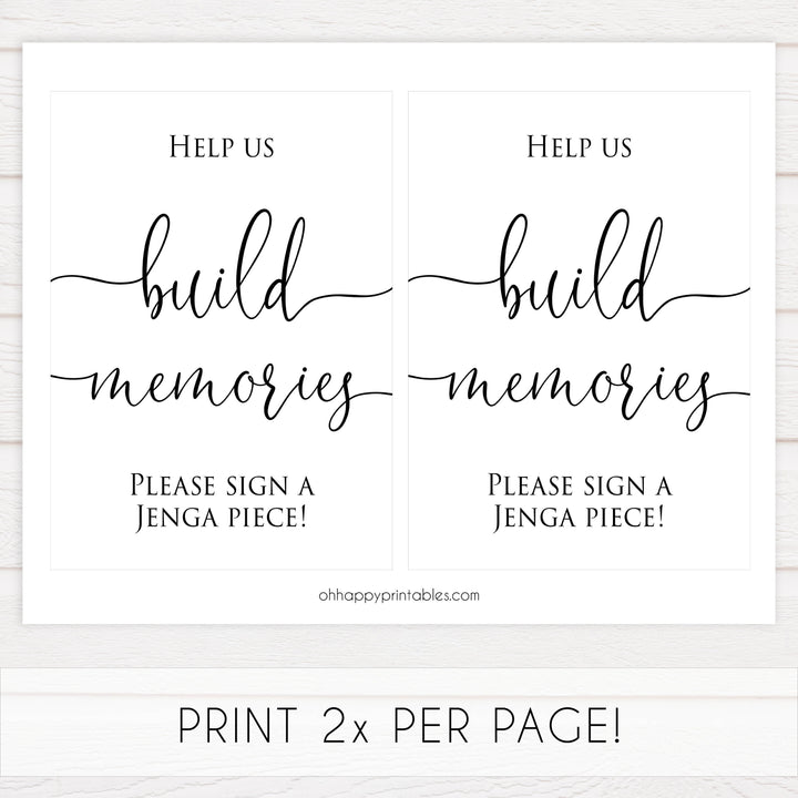 Minimalist bridal shower signs, build memories sign, printable bridal signs, printable bridal decor, minimalist bridal decor, bridal decor, bridal table signs