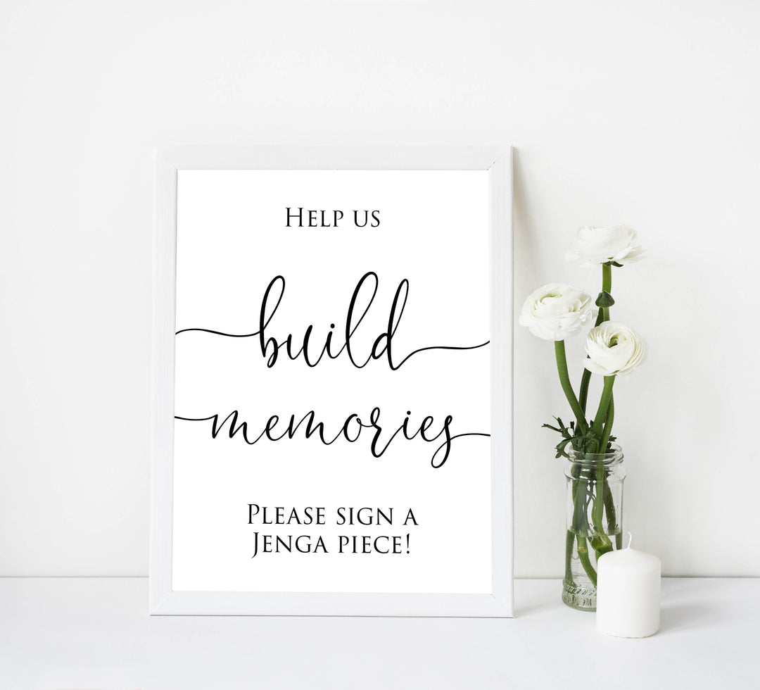 Minimalist bridal shower signs, build memories sign, printable bridal signs, printable bridal decor, minimalist bridal decor, bridal decor, bridal table signs